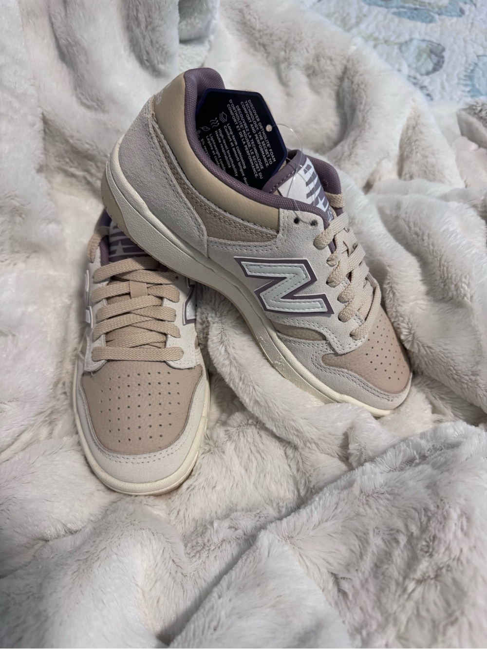 New Balance 480 Tan and Purple 4.5Youth 6 Women NWOT